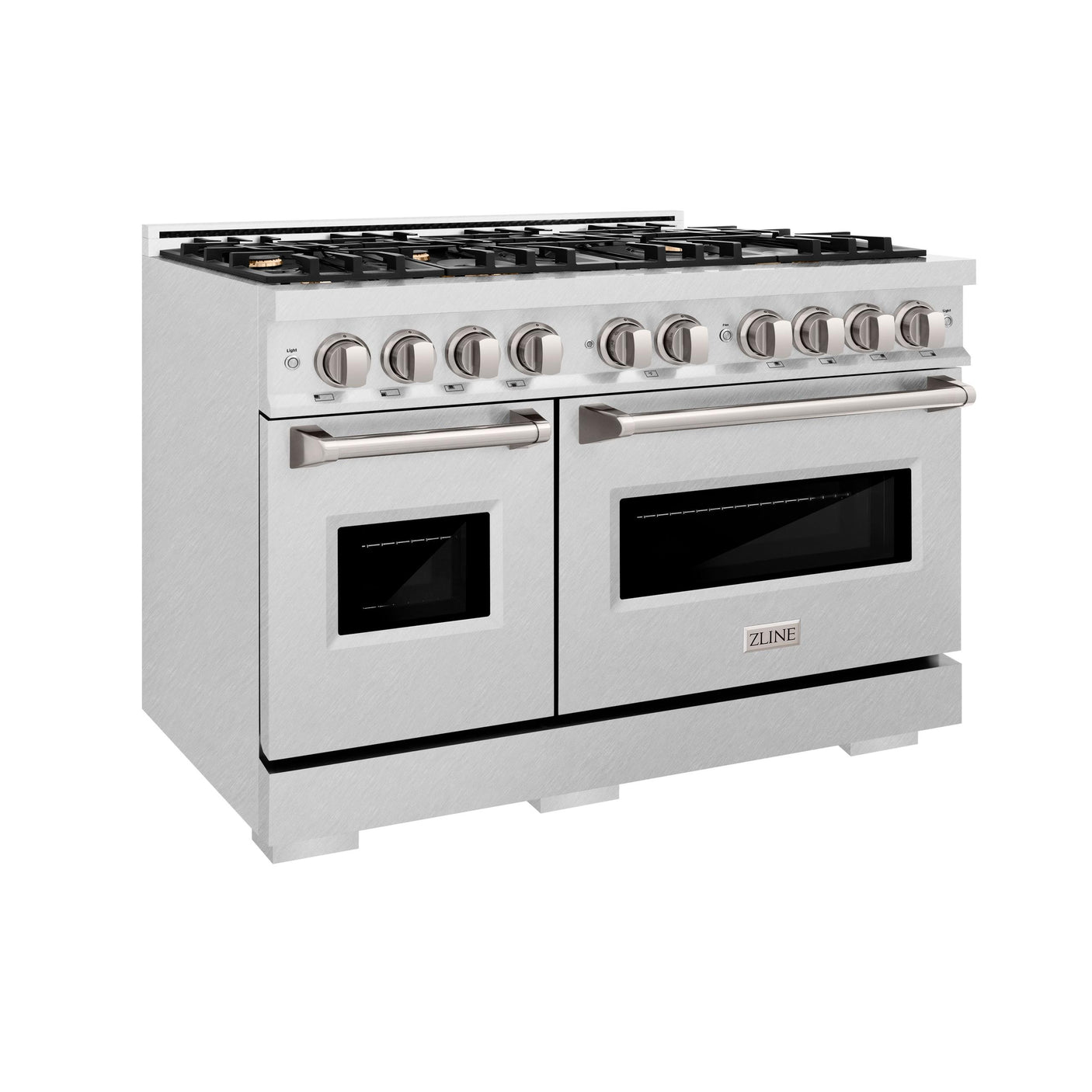 ZLINE 48 in. 6.7 cu. ft. Classic Double Oven Gas Range in DuraSnow' Stainless Steel with 8 Brass Burners (CGRS-BR-48)