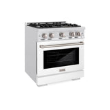 ZLINE 30 in. 4.2 cu. ft. Select Gas Range with 4 Burner Cooktop and Convection Gas Oven in DuraSnow' Stainless Steel with White Matte Door (HGRS-WM-30)