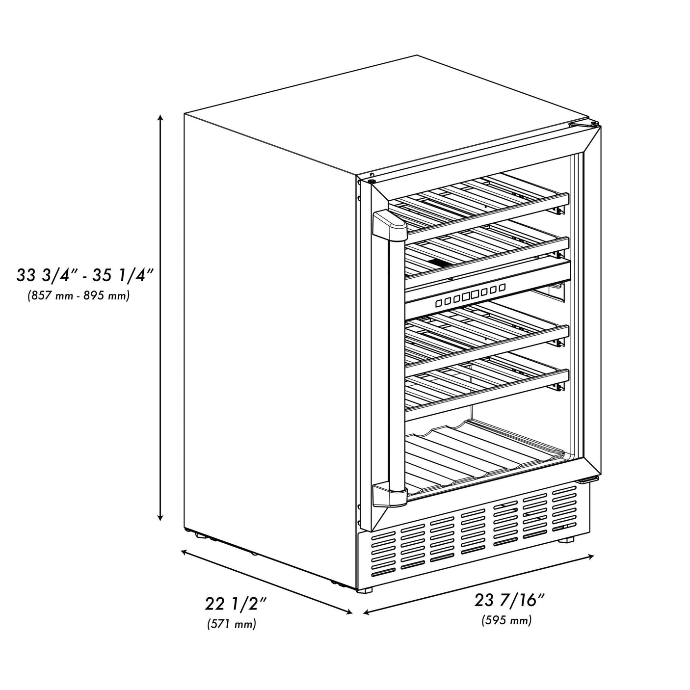 ZLINE 24" Autograph Edition Dual Zone 44-Bottle Wine Cooler in Stainless Steel with Wood Shelf and Champagne Bronze Accents (RWVZ-UD-24-CB)