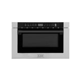 ZLINE Autograph Edition 24" 1.2 cu. ft. Built-in Microwave Drawer with a Traditional Handle in Stainless Steel and Matte Black Accents (MWDZ-1-H-MB)