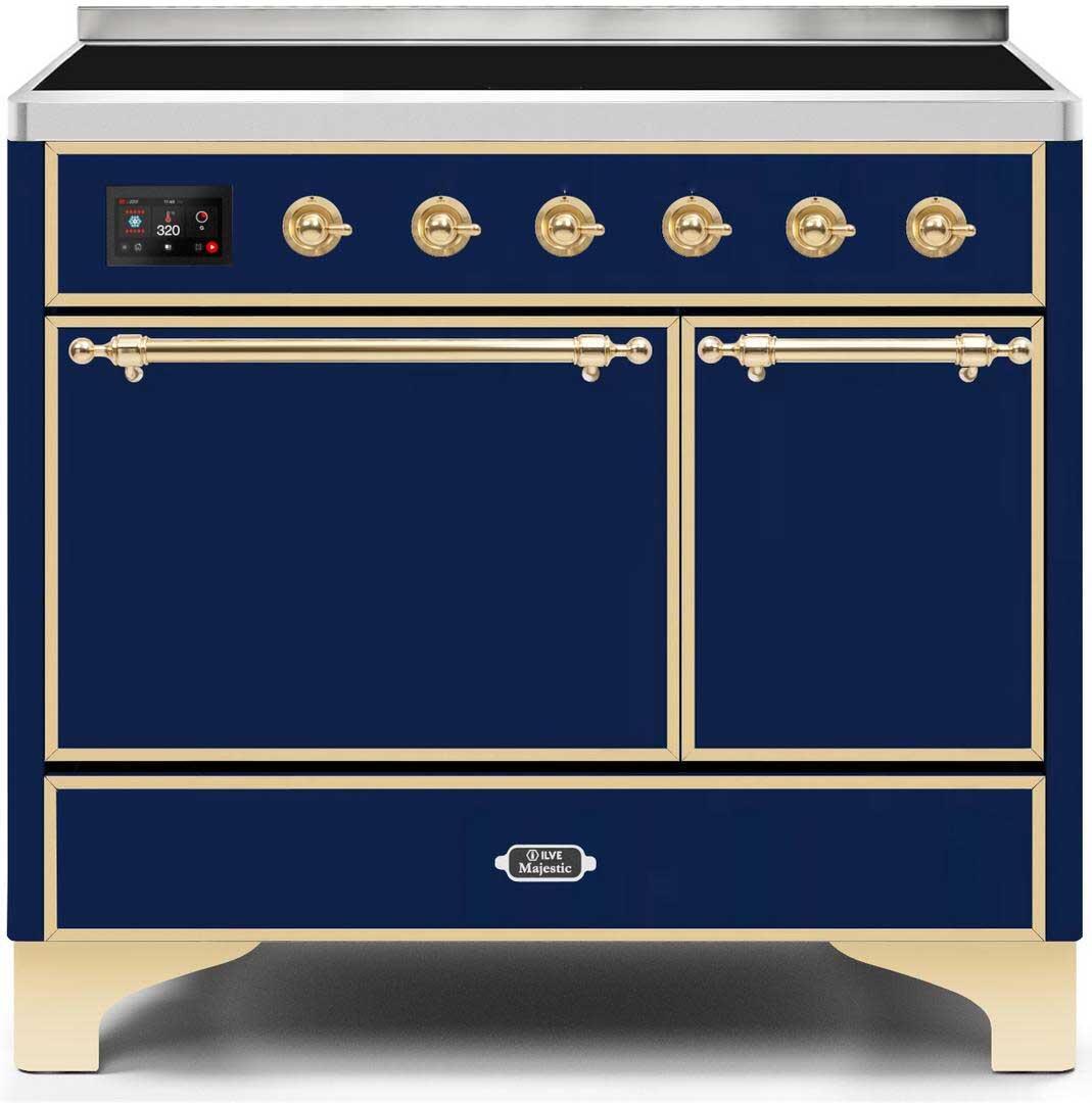 Majestic II 40 Inch Electric Freestanding Range in Blue with Brass Trim