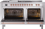 Nostalgie II 60 Inch Dual Fuel Liquid Propane Freestanding Range in Stainless Steel with Copper Trim