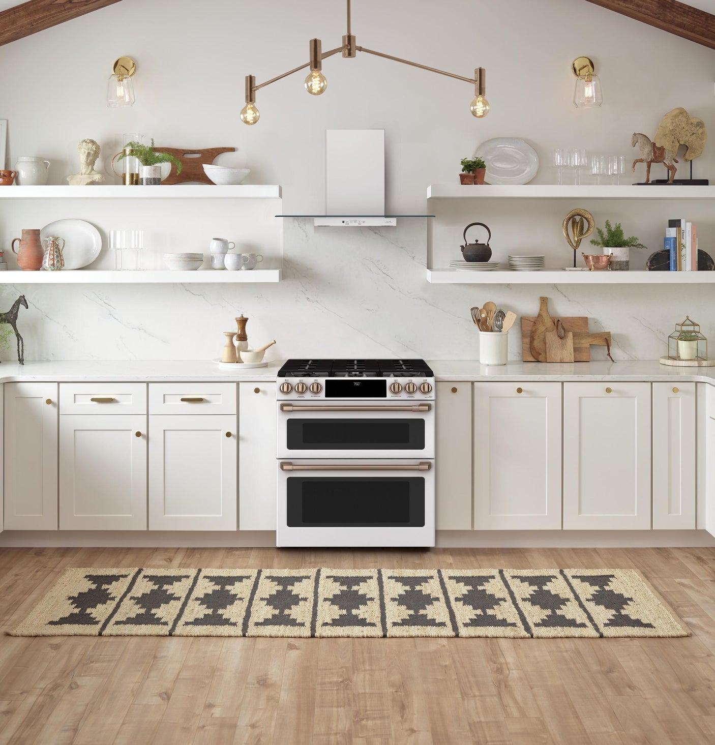 Café™ 30" Smart Slide-In, Front-Control, Gas Double-Oven Range with Convection