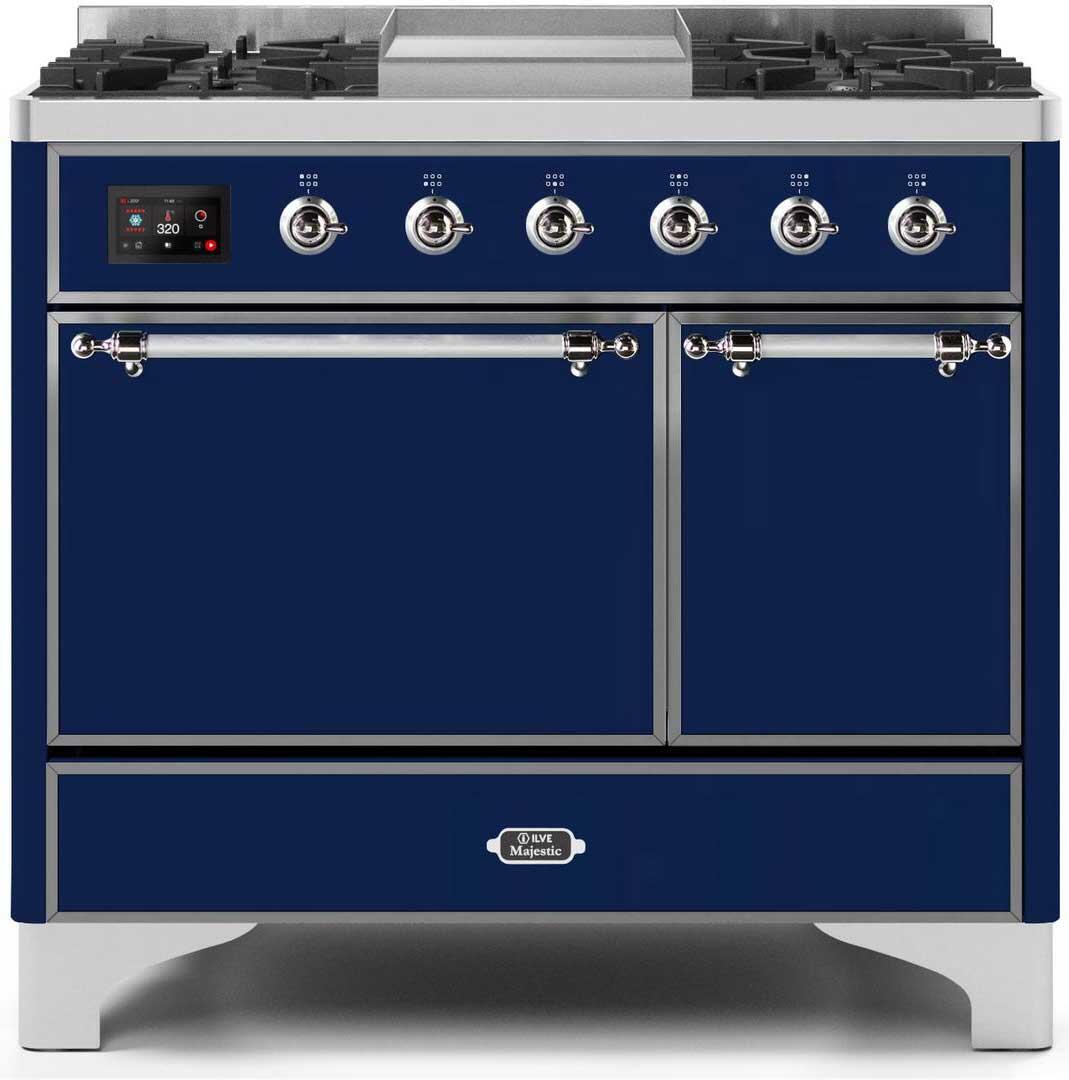 Majestic II 40 Inch Dual Fuel Liquid Propane Freestanding Range in Blue with Chrome Trim