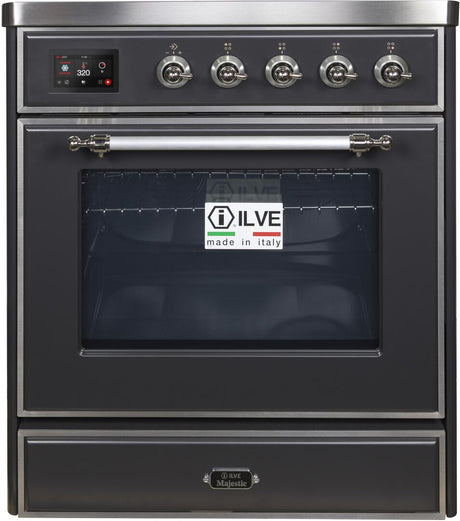 Majestic II 30 Inch Electric Freestanding Range in Matte Graphite with Chrome Trim