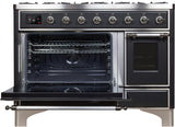 Majestic II 48 Inch Dual Fuel Natural Gas Freestanding Range in Matte Graphite with Chrome Trim