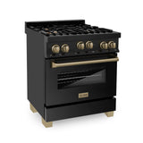 ZLINE Autograph Edition 30" 4.0 cu. ft. Range with Gas Stove and Gas Oven in Black Stainless steel with Accents (RGBZ-30) [Color: Champagne Bronze]