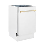 ZLINE Autograph Edition 18" Compact 3rd Rack Top Control Dishwasher in White Matte with Accent Handle, 51dBa (DWVZ-WM-18) [Color: Gold]