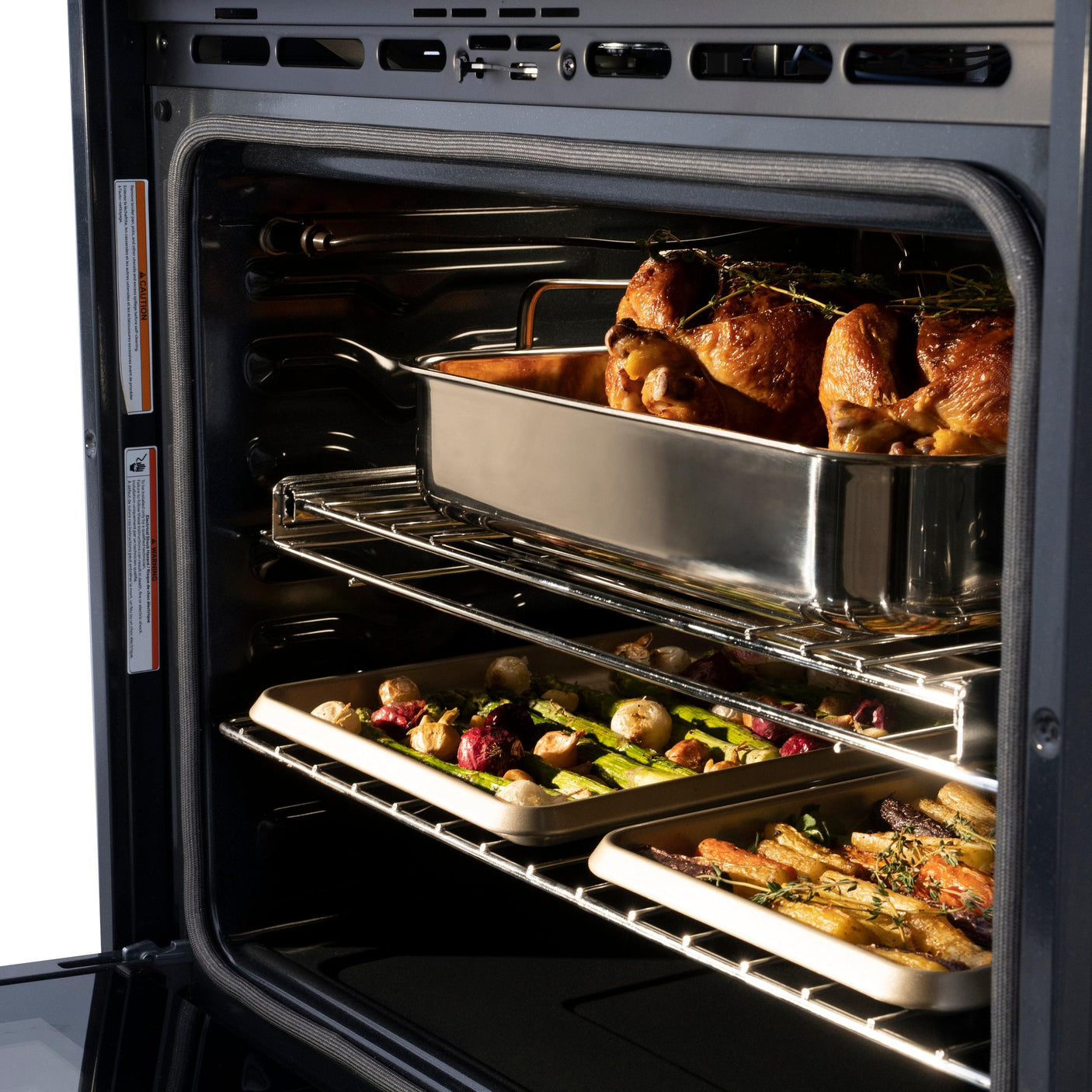 ZLINE 30 in. Autograph Edition Professional True Convection Double Wall Oven with Air Fry and Self Clean in Stainless Steel with Matte Black Handles (WADZ-30-MB)