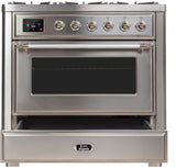 Majestic II 36 Inch Dual Fuel Liquid Propane Freestanding Range in Stainless Steel with Chrome Trim