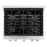 ZLINE 30 in. 4.2 cu. ft. 4 Burner Gas Range with Convection Gas Oven in DuraSnow' Stainless Steel with Black Matte Door (SGRS-BLM-30)