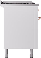 Nostalgie II 60 Inch Dual Fuel Natural Gas Freestanding Range in White with Copper Trim