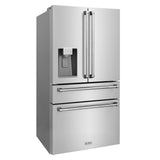 ZLINE 36" 21.6 cu. ft. 4-Door French Door Refrigerator with Water and Ice Dispenser and Water Filter in Fingerprint Resistant Stainless Steel (RFM-W-WF-36)