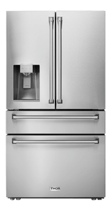 Thor Kitchen 36 Inch Professional French Door Refrigerator With Ice and Water Dispenser - Model Trf3601fd