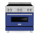 ZLINE 36" 4.6 cu. ft. Induction Range in DuraSnow with a 4 Element Stove and Electric Oven (RAINDS-36) [Color: Blue Gloss]