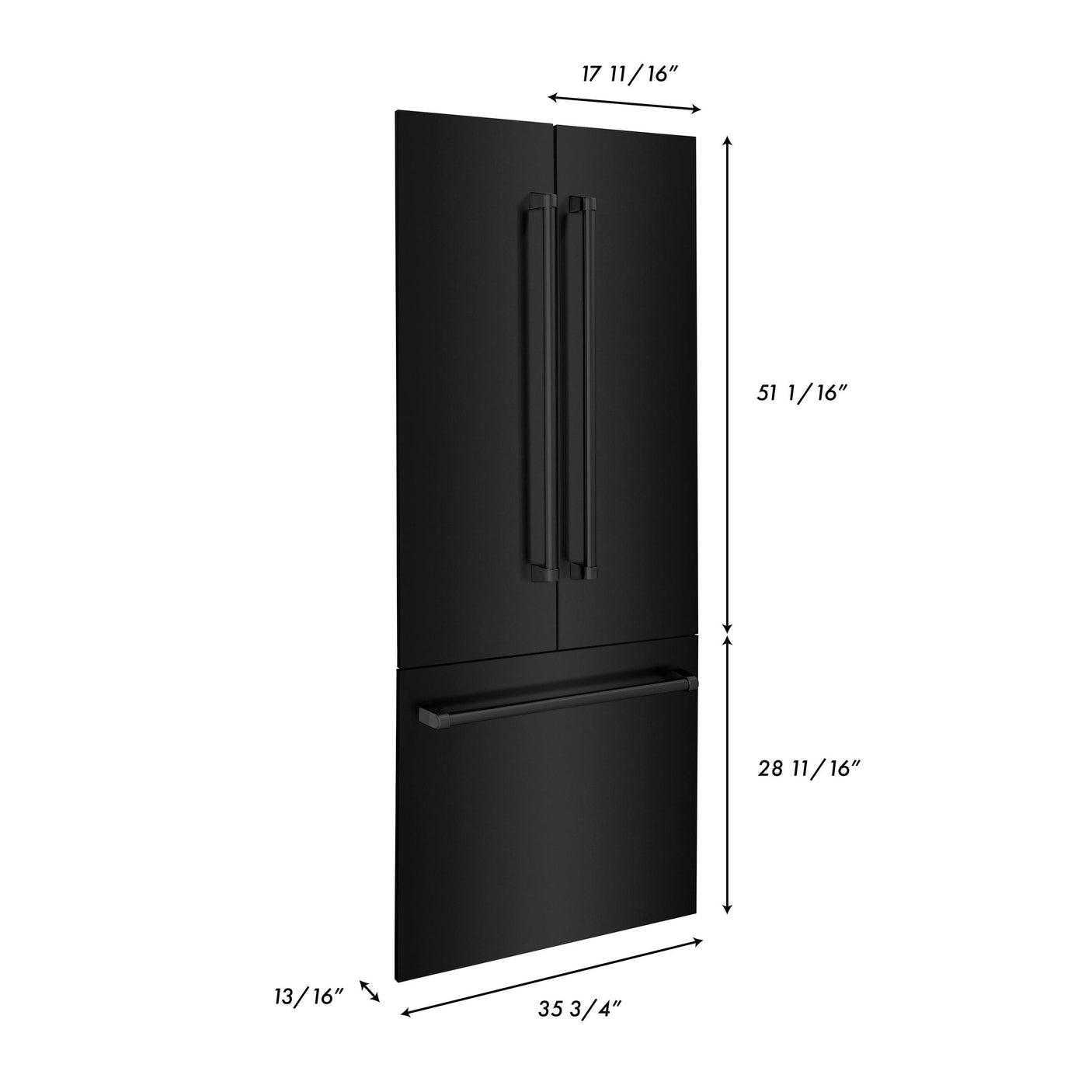 ZLINE 36 Inch Built In Refrigerator Panel and Handle Set in Black Stainless Steel (3 Panels, 3 Handles) (RPBIV-BS-36)