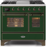 Majestic II 40 Inch Dual Fuel Liquid Propane Freestanding Range in Emerald Green with Bronze Trim