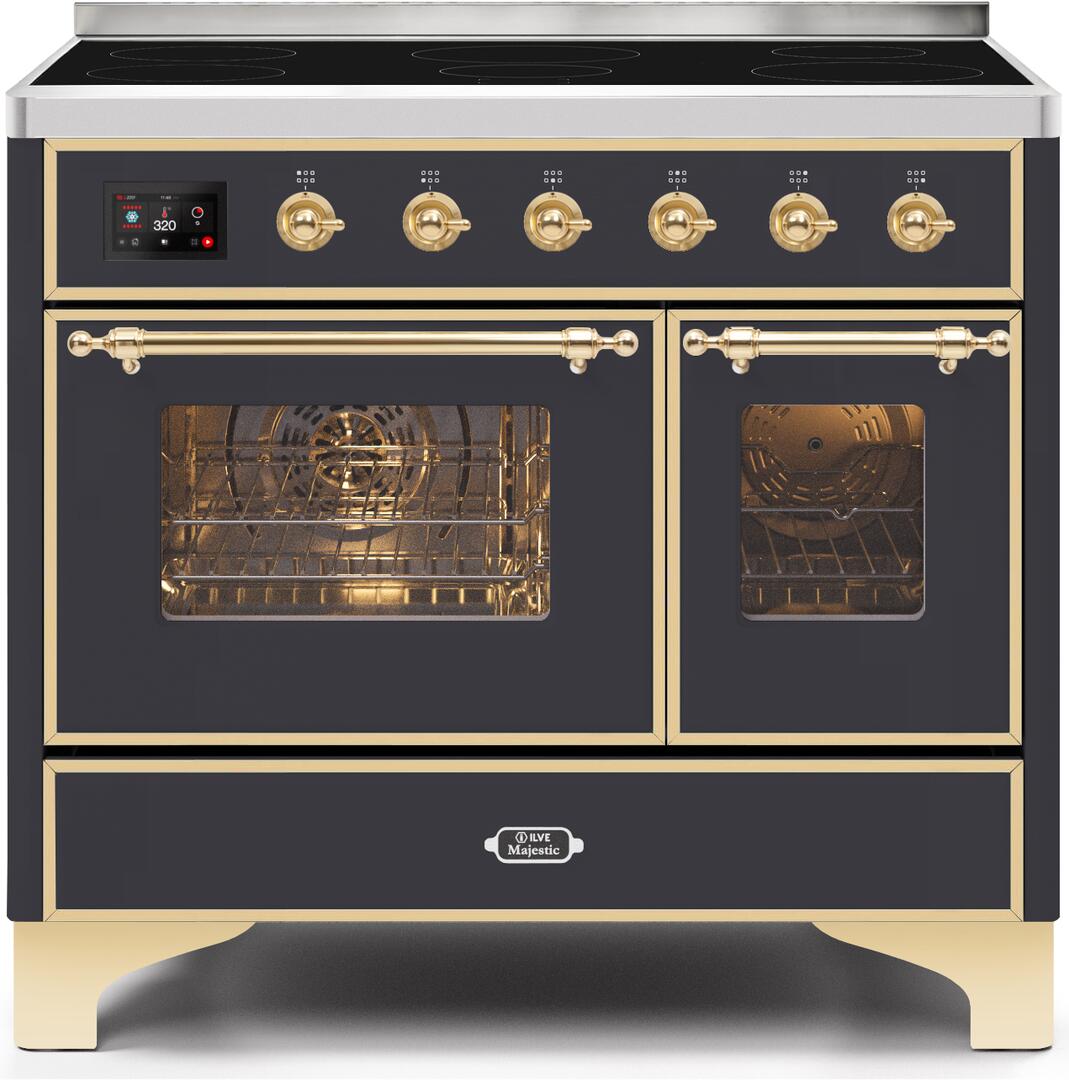 Majestic II 40 Inch Electric Freestanding Range in Matte Graphite with Brass Trim