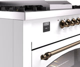 Nostalgie II 60 Inch Dual Fuel Liquid Propane Freestanding Range in White with Bronze Trim