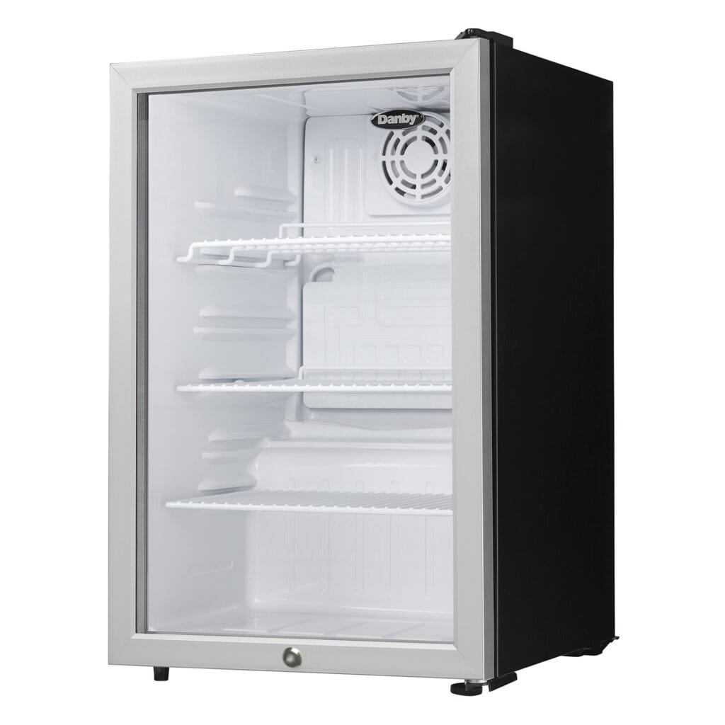 Danby 2.6 cu. ft. Compact Glass Door Fridge in Platinum