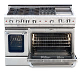 48" four open top burner gas self-clean range w/ 24? Thermo-Griddle+ convection oven - NG