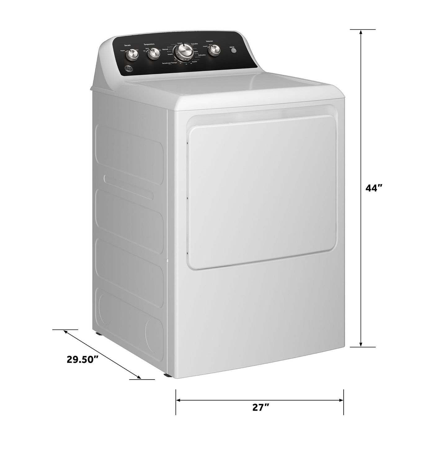 GE® 7.2 cu. ft. Capacity&#x00A0;Electric&#x00A0;Dryer&#x00A0;with Spanish Panel and Up To 120 ft. Venting&#x200B;