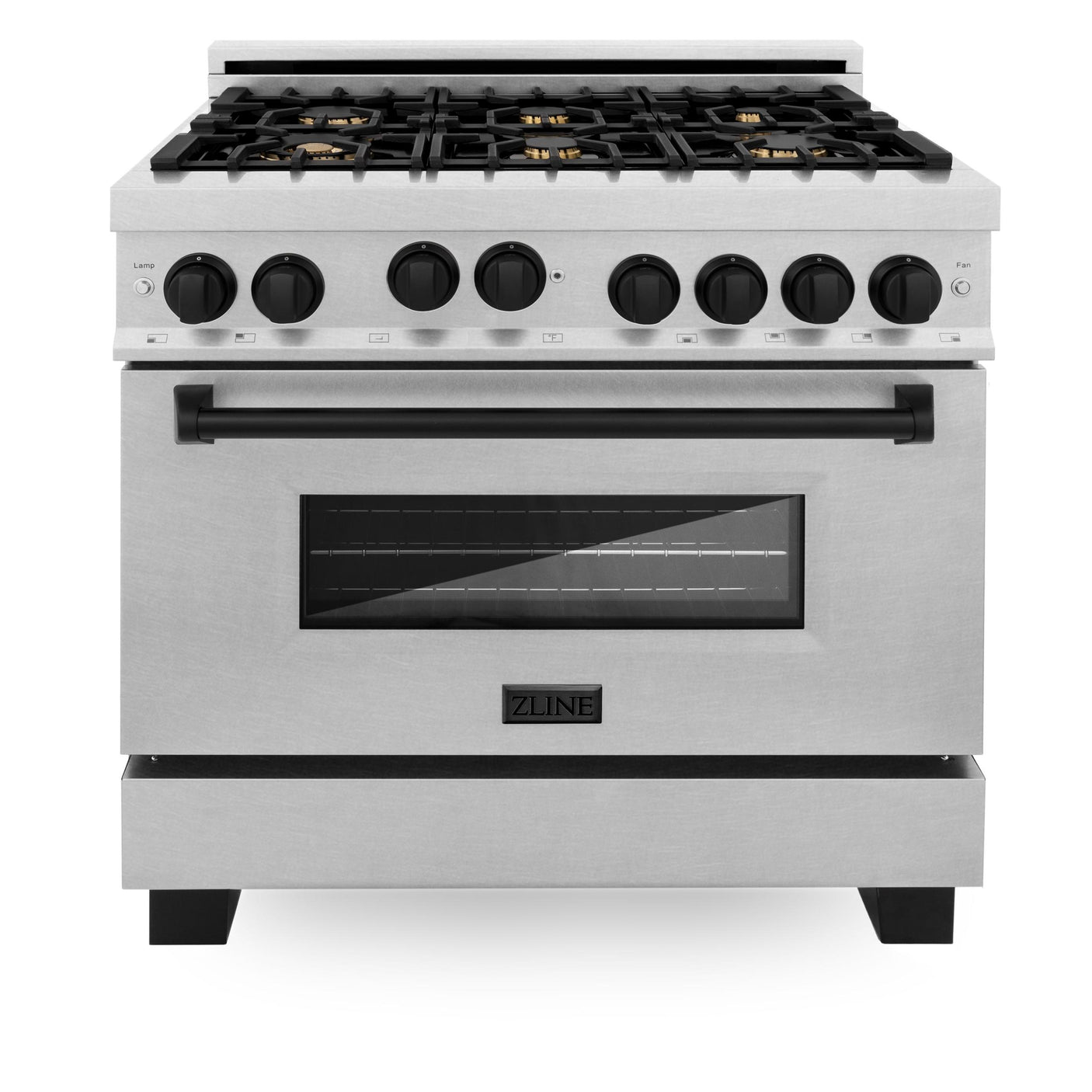 ZLINE Autograph Edition 36" 4.6 cu. ft. Range with Gas Stove and Gas Oven in DuraSnow® Stainless Steel with Accents (RGSZ-SN-36) [Color: Champagne Bronze]