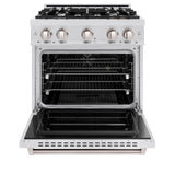 ZLINE 30 in. 4.2 cu. ft. Classic Dual Fuel Range with 4 Burner Gas Cooktop and Electric Convection Oven in DuraSnow' Stainless Steel (CDRS-30)