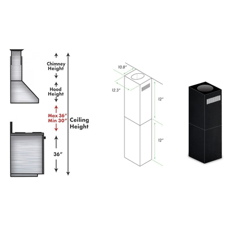 ZLINE 2-12 in. Short Chimney Pieces for 7 ft. to 8 ft. Ceilings (SK-BSKE2iN)