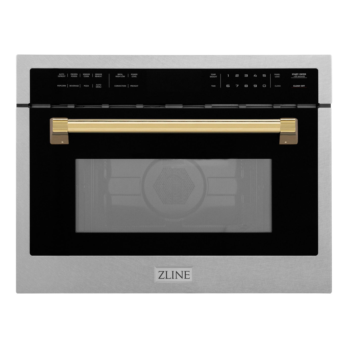 ZLINE Autograph Edition 24" 1.6 cu ft. Built-in Convection Microwave Oven in Fingerprint Resistant Stainless Steel with Polished Gold Accents (MWOZ-24-SS-G)