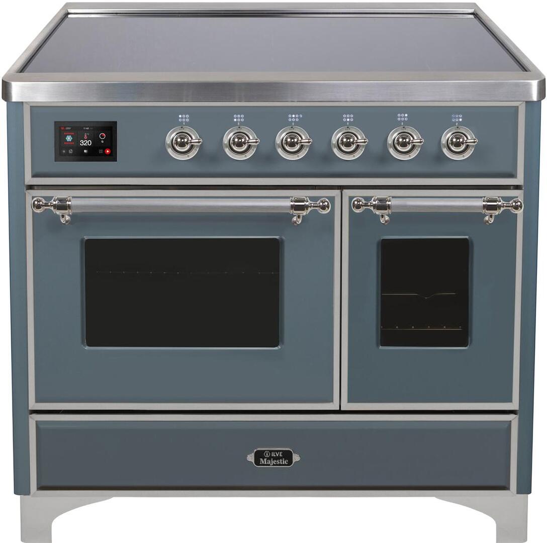 Majestic II 40 Inch Electric Freestanding Range in Blue Grey with Chrome Trim