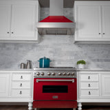 ZLINE Ducted DuraSnow Stainless Steel Range Hood with Red Gloss Shell (8654RG)