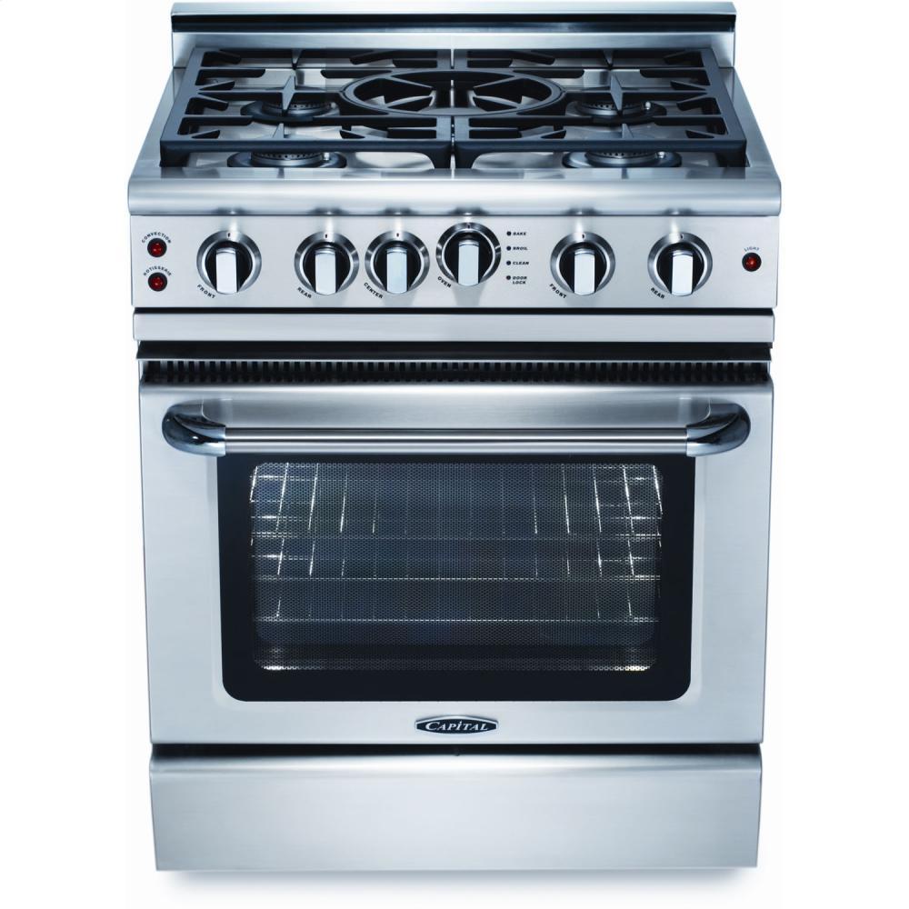 30" 4 Burner w/Power-Wok Gas Self-Clean Convection Range - LP