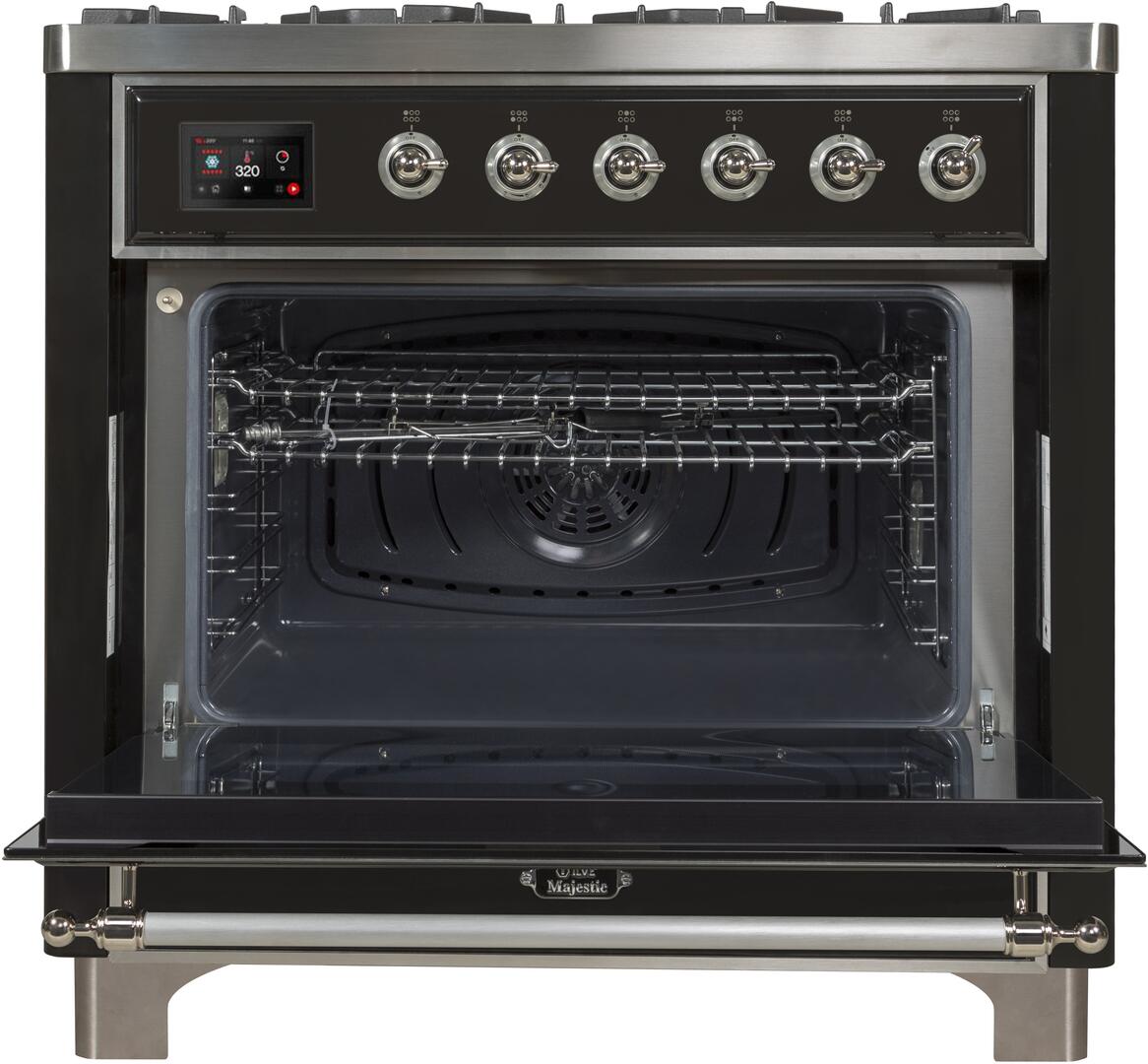 Majestic II 36 Inch Dual Fuel Liquid Propane Freestanding Range in Matte Graphite with Chrome Trim