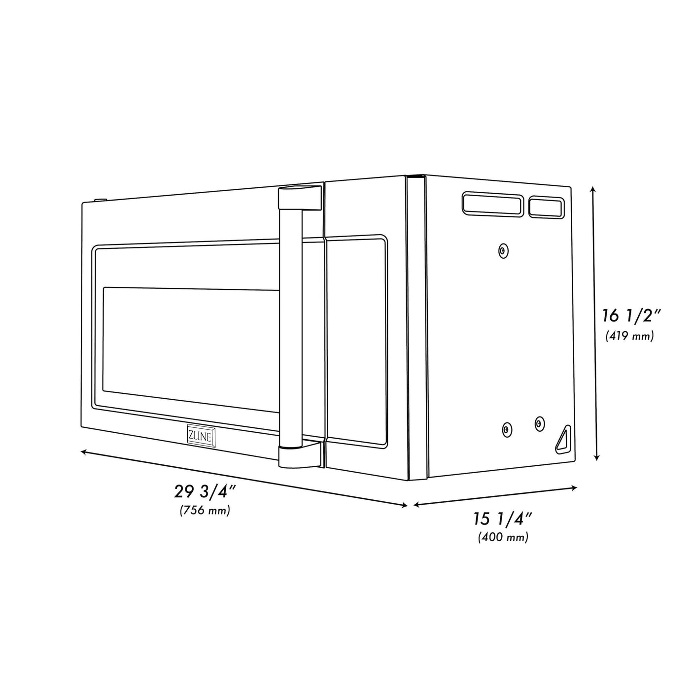 ZLINE 30 in. Over the Range Convection Microwave Oven with Traditional Handle and Color Options (MWO-OTR-H) [Color: Black Stainless Steel]