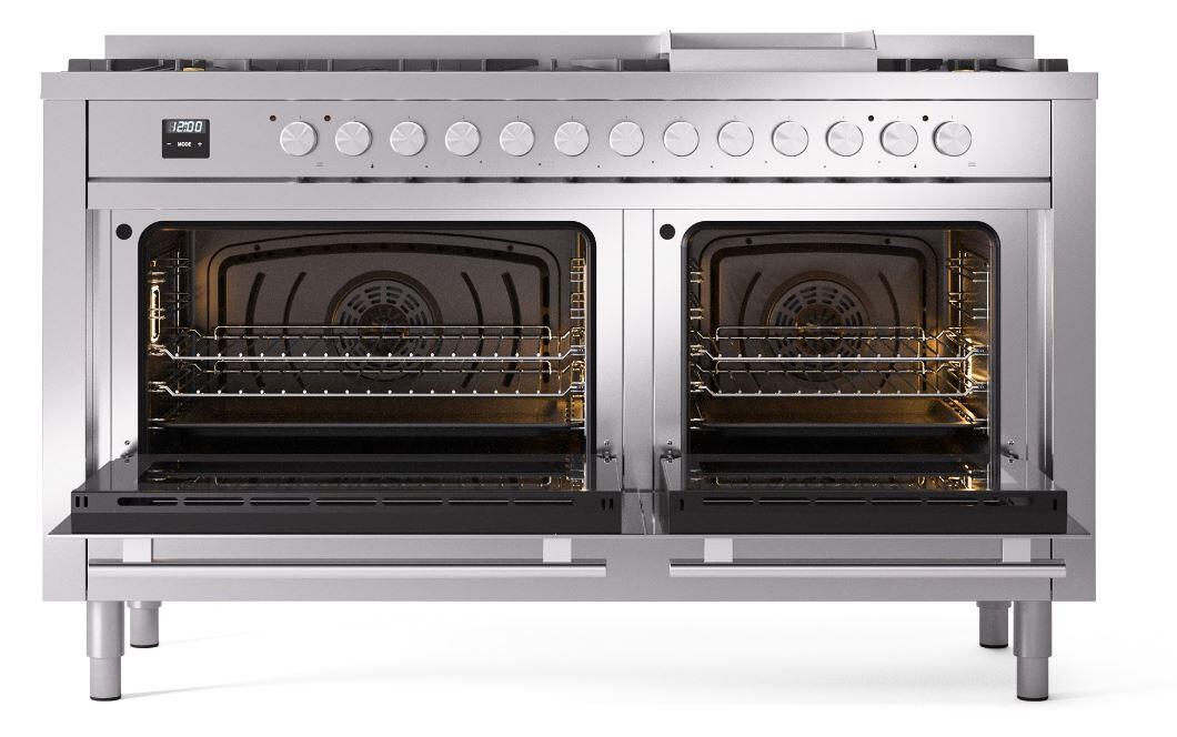 Professional Plus II 60 Inch Dual Fuel Natural Gas Freestanding Range in Stainless Steel with Trim