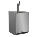 Outdoor 24" Single Tap Built In Beer Dispenser with Stainless Steel Door - Solid Stainless Steel Door With Lock - Right Hinge