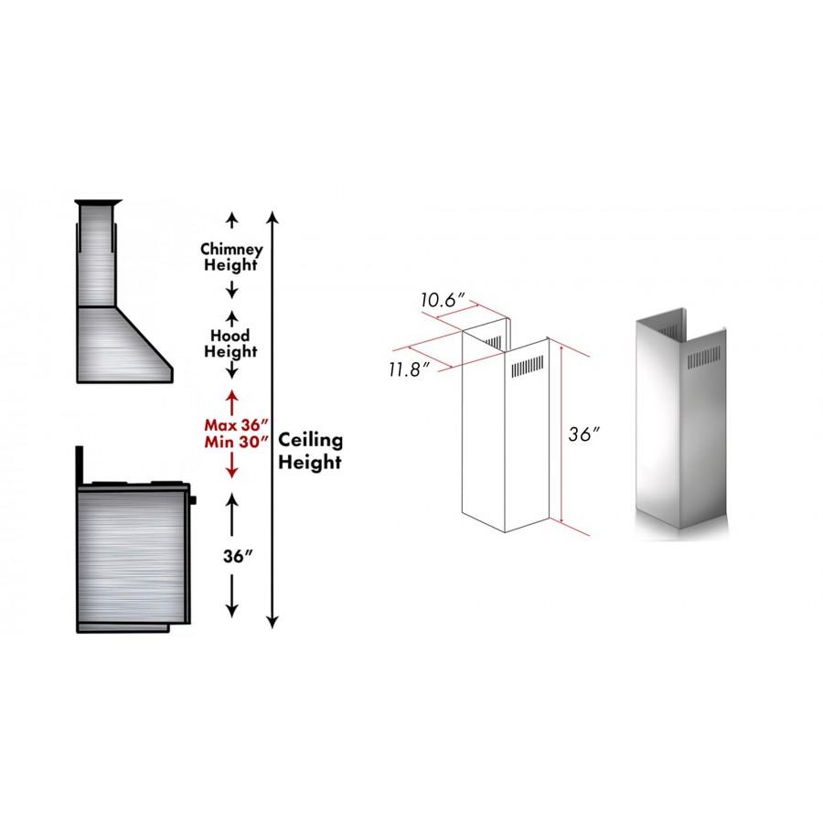 ZLINE 1-36 in. Chimney Extension for 9 ft. to 10 ft. Ceilings (1PCEXT-KZ)