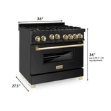 ZLINE Autograph Edition 36" 4.6 cu. ft. Range with Gas Stove and Gas Oven in Black Stainless Steel with Accents (RGBZ-36) [Size: Champagne Bronze]