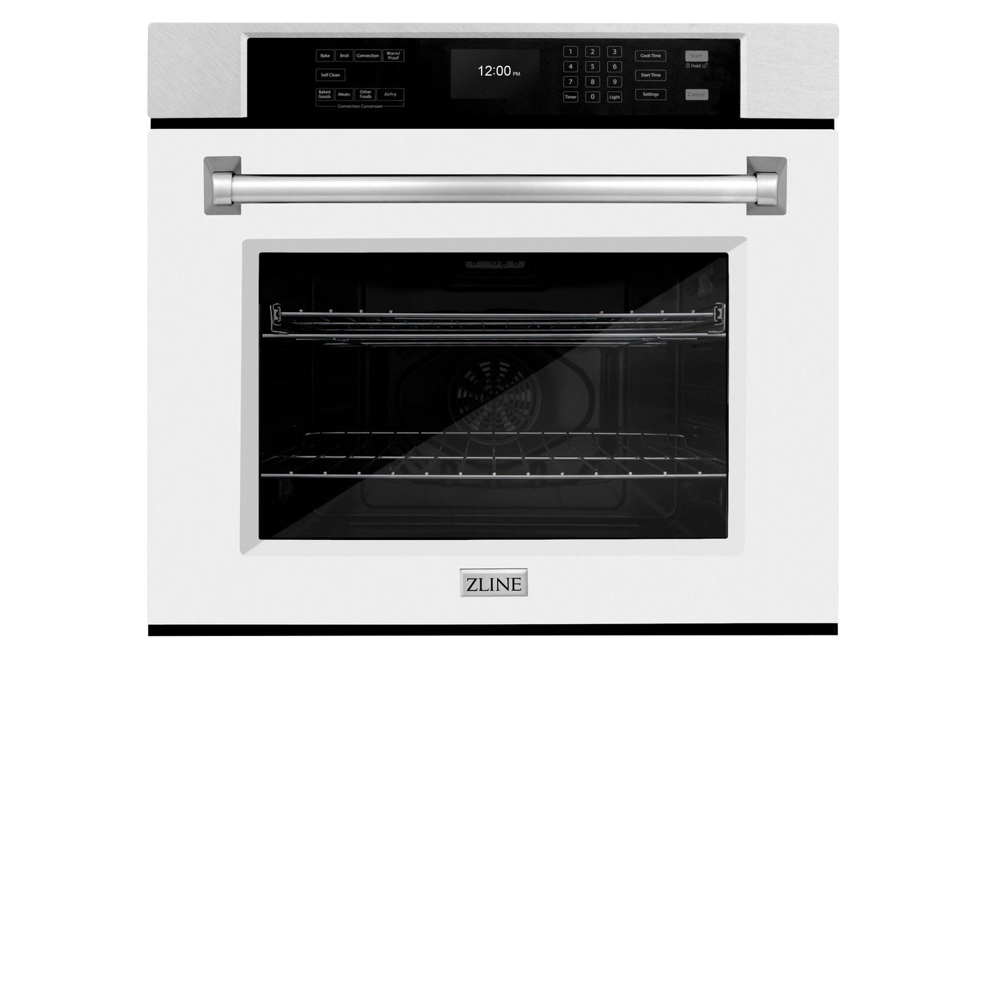 ZLINE 30 in. Professional True Convection Single Wall Oven with Air Fry and Self Clean in DuraSnow' Stainless Steel with White Matte Door (WASS-WM-30)