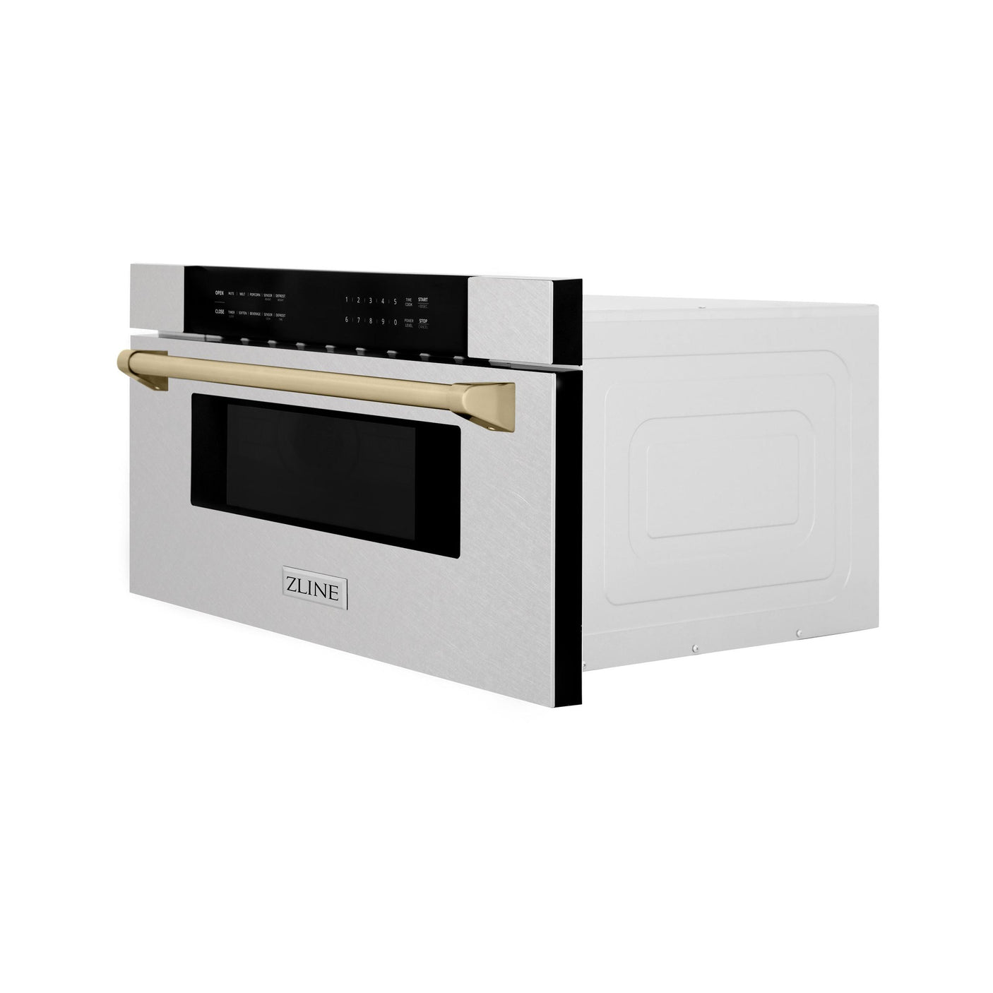 ZLINE Autograph Edition 30" 1.2 cu. ft. Built-In Microwave Drawer in DuraSnow Stainless Steel with Accents (MWDZ-30-SS) [Color: Gold]