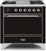 Majestic II 36 Inch Dual Fuel Liquid Propane Freestanding Range in Glossy Black with Chrome Trim