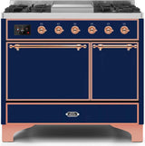 Majestic II 40 Inch Dual Fuel Liquid Propane Freestanding Range in Blue with Copper Trim