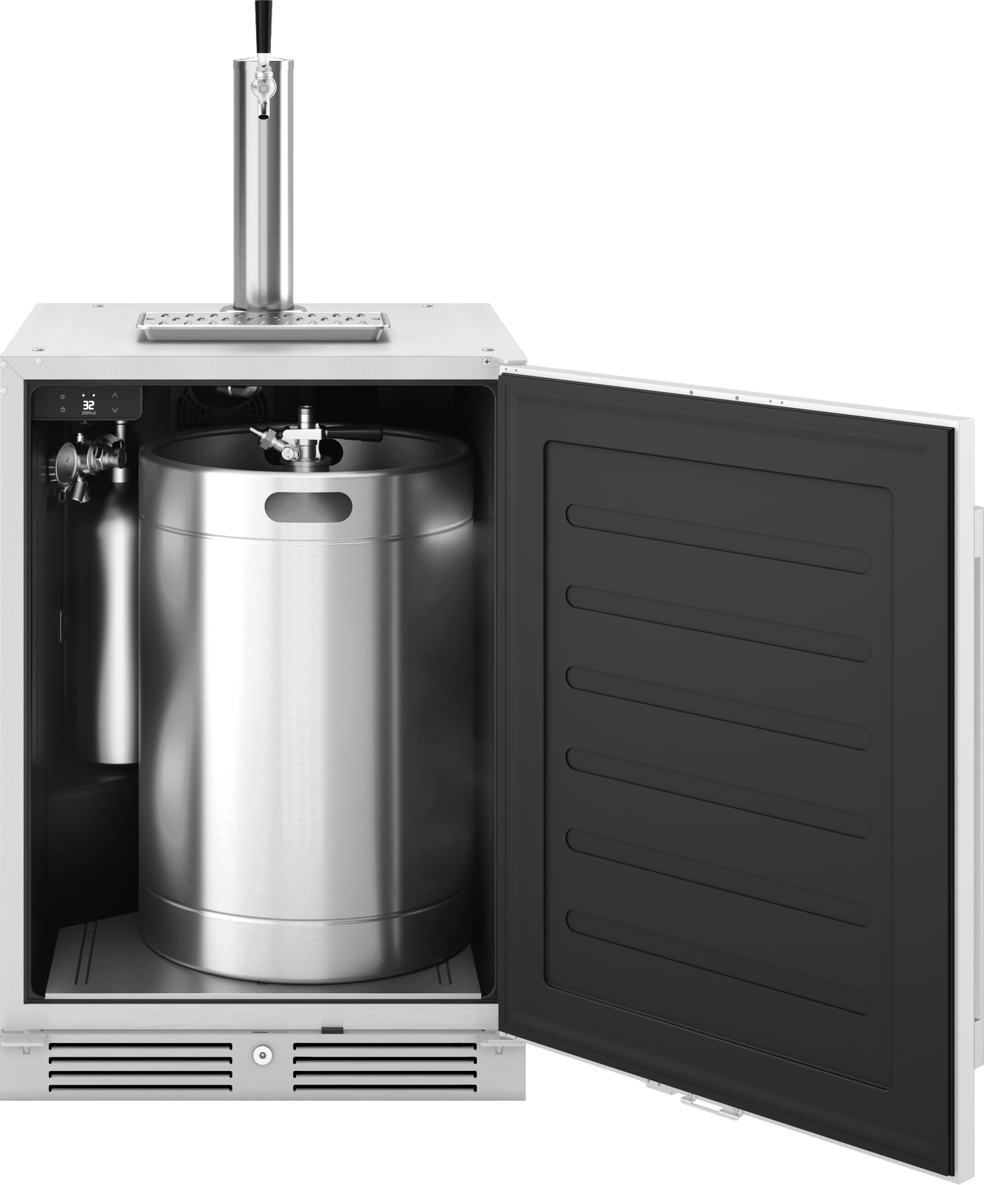 Presrv Outdoor Kegerator & Beverage Cooler, 24in Under Cabinet, SS+Glass, Reverse Door, 1 Zone