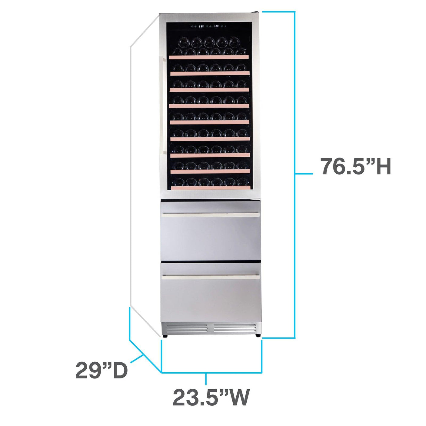 Avanti ELITE Series Wine Cooler, 2-Drawer Beverage Center, Stainless Steel - Stainless Steel / 108 Bottles