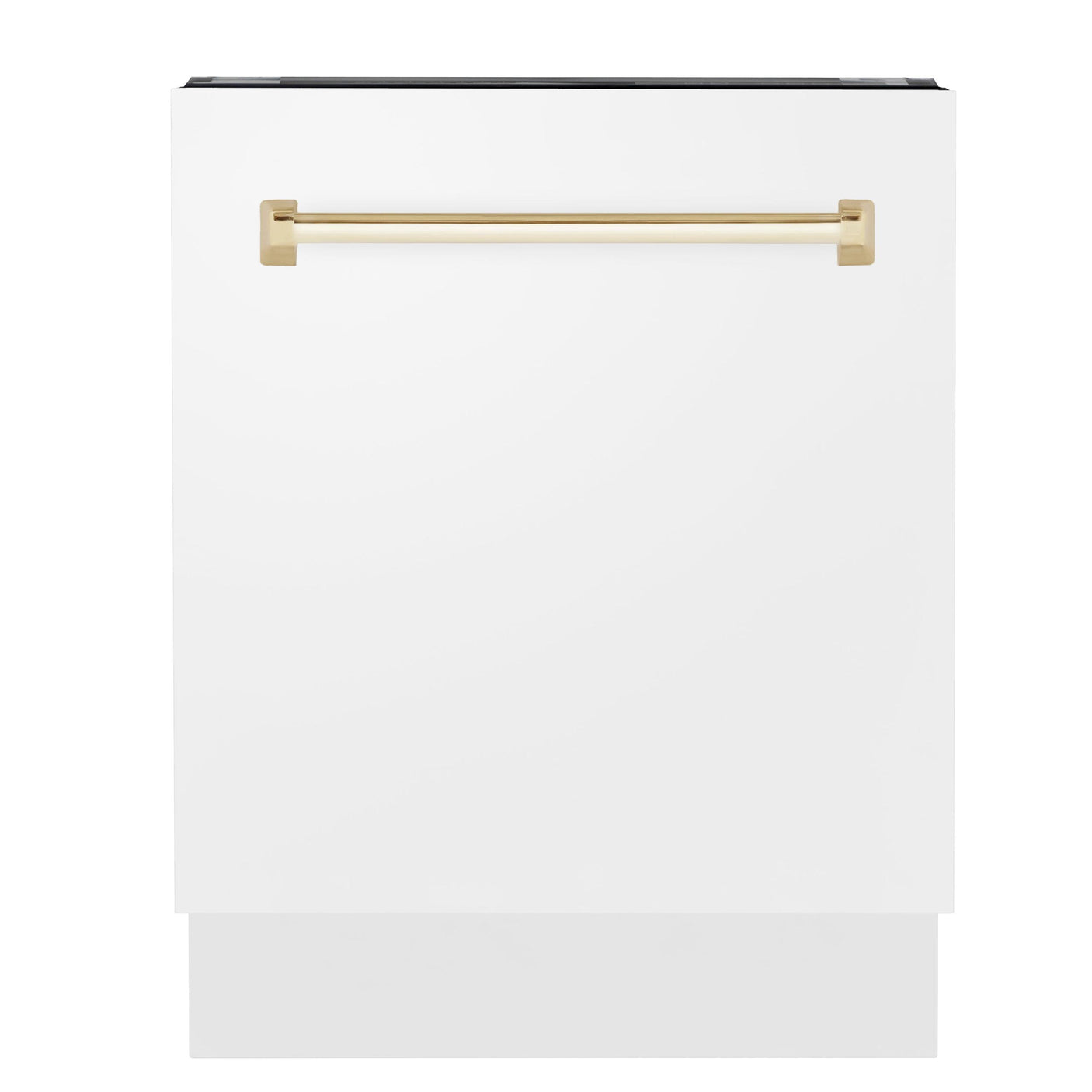 ZLINE Autograph Edition 24" 3rd Rack Top Control Tall Tub Dishwasher in White Matte with Accent Handle, 51dBa (DWVZ-WM-24) [Color: Champagne Bronze]