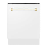 ZLINE Autograph Edition 24" 3rd Rack Top Control Tall Tub Dishwasher in White Matte with Accent Handle, 51dBa (DWVZ-WM-24) [Color: Champagne Bronze]