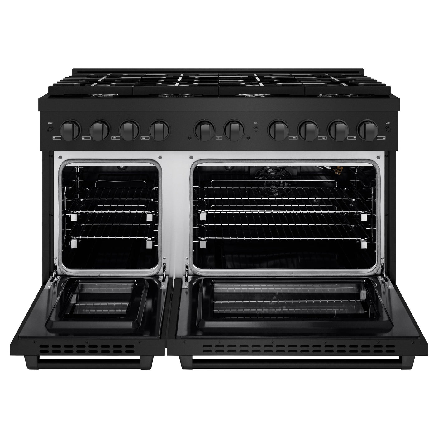 ZLINE 48 in. 6.7 cu. ft. 8 Burner Double Oven Gas Range in Black Stainless Steel (SGRB-48)