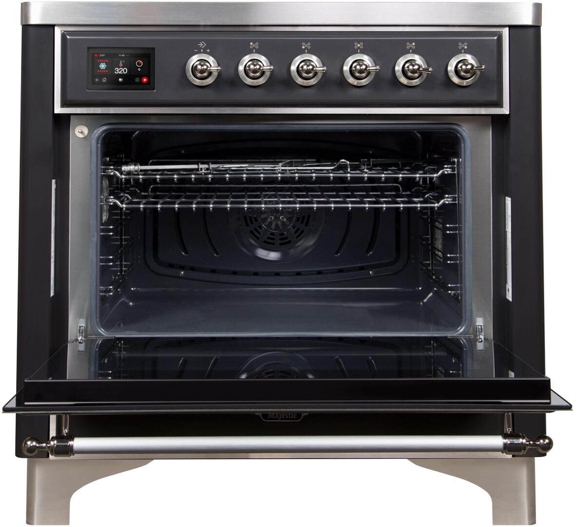 Majestic II 36 Inch Electric Freestanding Range in Matte Graphite with Chrome Trim