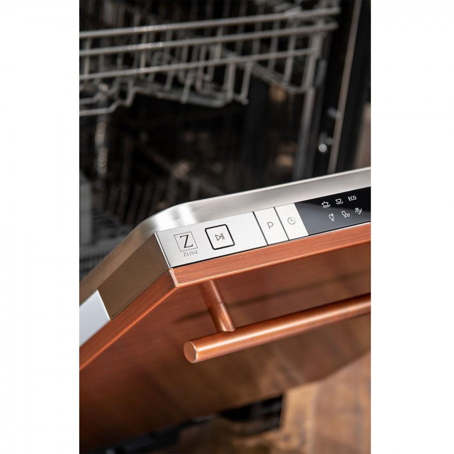 ZLINE 18 in. Compact Top Control Dishwasher with Stainless Steel Tub and Modern Style Handle, 52 dBa (DW-18) [Color: Copper]